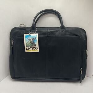 Latico Mens Genuine Leather Briefcase Work Travel Bag Black New with Tag